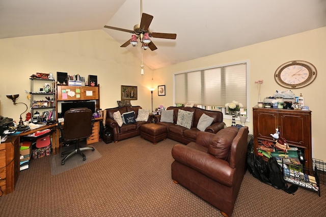 17 E Stemmer Ln, Suffern, NY 10901 - carpeted office space featuring a ceiling fan and lofted ceiling