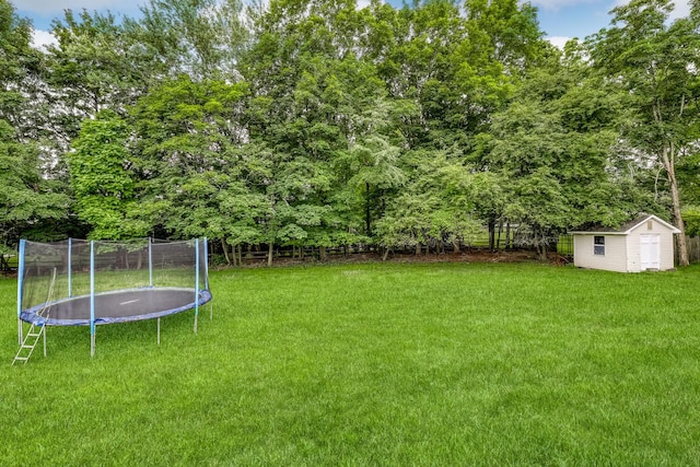 28 Lime Kiln Rd, Suffern, NY 10901 - view of green lawn with a trampoline and a shed