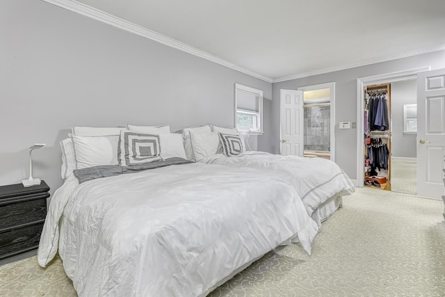 28 Lime Kiln Rd, Suffern, NY 10901 - carpeted bedroom with ornamental molding, a walk in closet, a closet, and ensuite bathroom