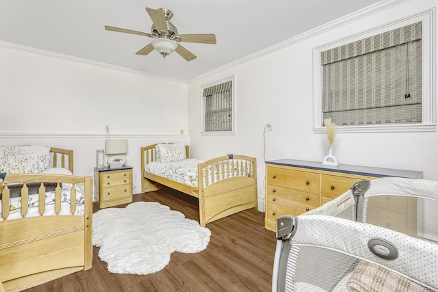 28 Lime Kiln Rd, Suffern, NY 10901 - bedroom with ornamental molding, wood finished floors, and a ceiling fan