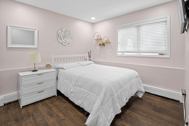 125 Whipple Rd, Middletown, NY 10940 - bedroom with a baseboard radiator, dark wood-style flooring, and recessed lighting