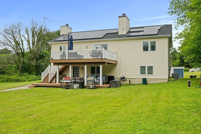125 Whipple Rd, Middletown, NY 10940 - rear view of property featuring a lawn, a wooden deck, stairway, and a patio area