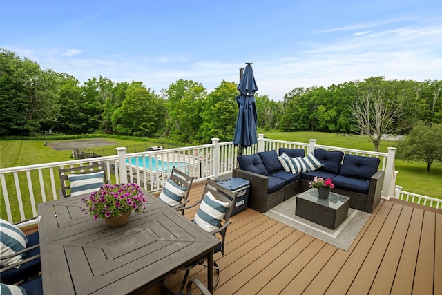 125 Whipple Rd, Middletown, NY 10940 - deck featuring outdoor lounge area, a lawn, and outdoor dining area