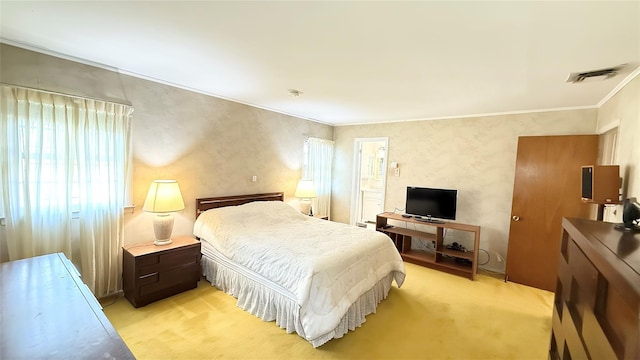 64 Meadowfarm Rd, Manhasset Hills, NY 11040 - bedroom featuring light colored carpet and ornamental molding