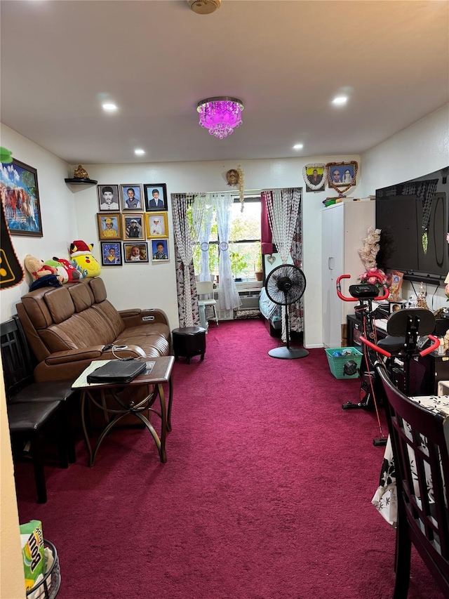 87-70 173rd St Unit 7H, Jamaica, NY 11432 - living room featuring carpet floors and recessed lighting