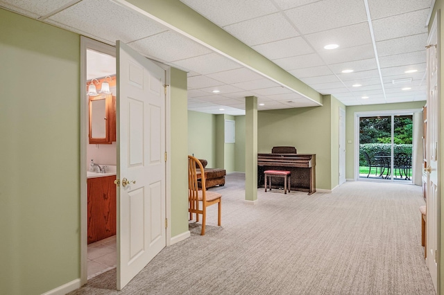 52 Mantack Path, Kings Park, NY 11754 - sitting room featuring carpet flooring, a drop ceiling, and recessed lighting