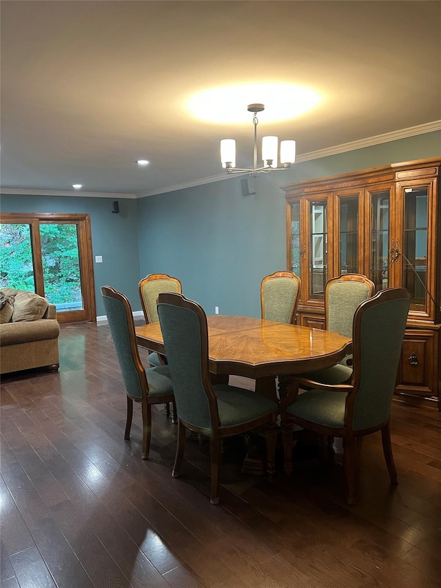 13 Butternut Ct, Highland Mills, NY 10930 - dining space with a chandelier, ornamental molding, dark wood-style floors, and recessed lighting
