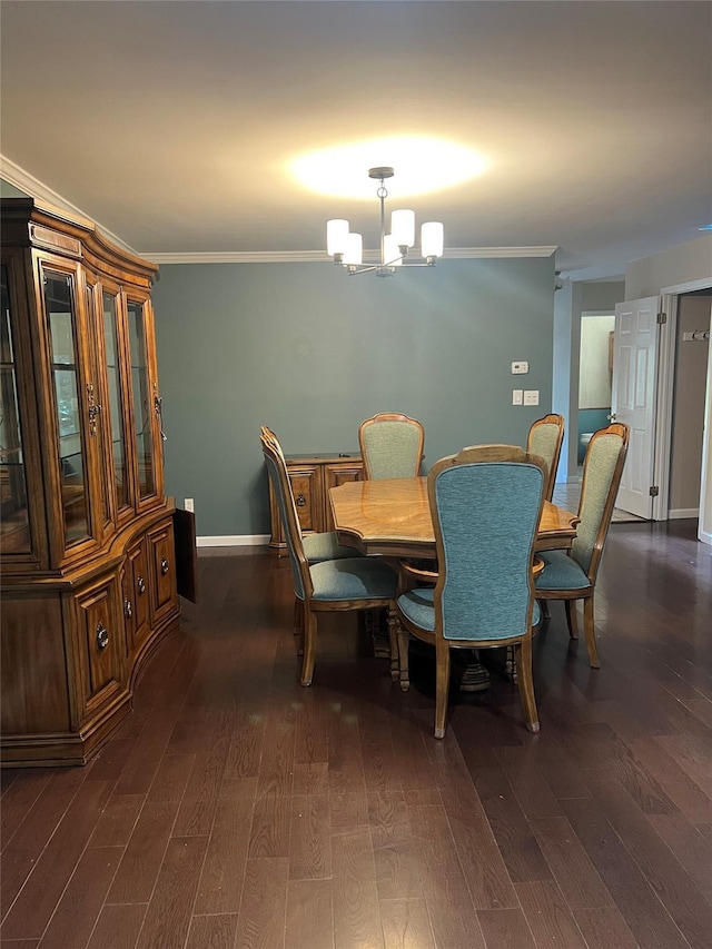 13 Butternut Ct, Highland Mills, NY 10930 - dining area with a chandelier, dark wood-style flooring, and crown molding