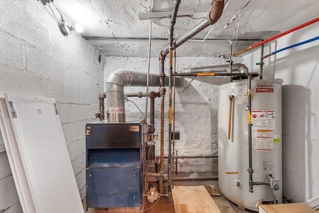 1047 Trinity Ave, Bronx, NY 10456 - utility room featuring gas water heater and a heating unit