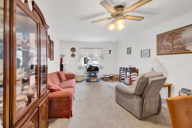 1455 Kennellworth Pl, Bronx, NY 10465 - living room with light carpet and a ceiling fan