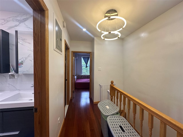 313 88th St, Brooklyn, NY 11209 - hall with hardwood / wood-style floors and an upstairs landing