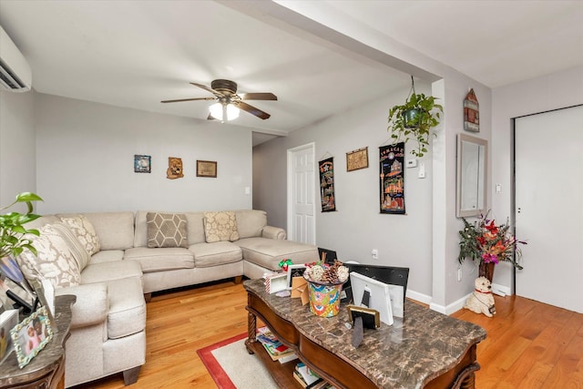 596 Lincoln Ave, West Hempstead, NY 11552 - living area with ceiling fan, light wood-style floors, and a wall mounted AC