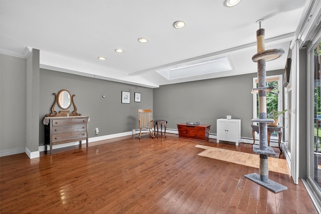 53 Mountain View Dr, Holmes, NY 12531 - workout room featuring a skylight, recessed lighting, and wood finished floors