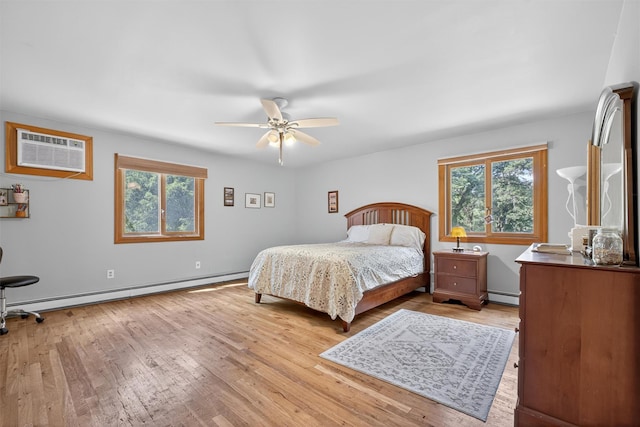 53 Mountain View Dr, Holmes, NY 12531 - bedroom with a wall mounted AC, baseboard heating, multiple windows, and a baseboard heating unit