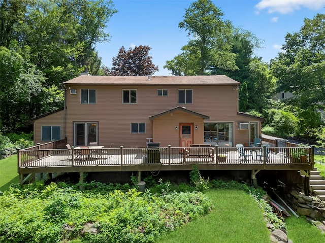 53 Mountain View Dr, Holmes, NY 12531 - back of house featuring a wooden deck and a yard