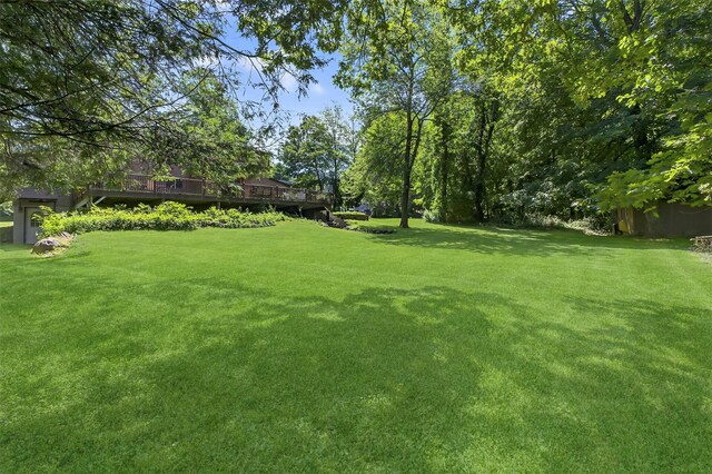 53 Mountain View Dr, Holmes, NY 12531 - view of green lawn featuring a wooden deck