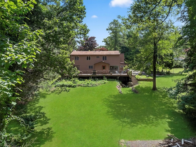 53 Mountain View Dr, Holmes, NY 12531 - view of green lawn featuring a deck