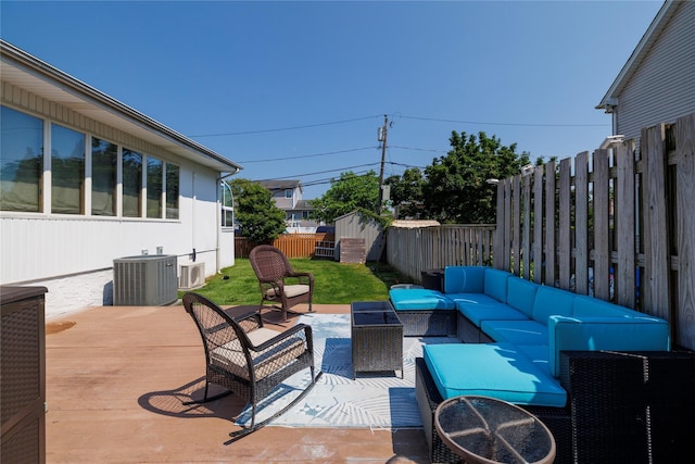 3458 Frederick St, Oceanside, NY 11572 - fenced backyard with an outdoor living space and a wooden deck