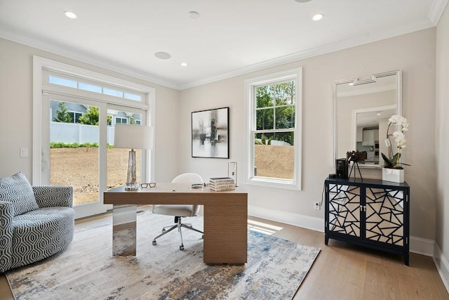 46 Plainview Rd, Woodbury, NY 11797 - office space featuring healthy amount of natural light, wood finished floors, ornamental molding, and recessed lighting