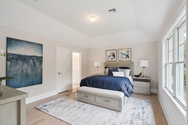 46 Plainview Rd, Woodbury, NY 11797 - bedroom with wood finished floors, multiple windows, and vaulted ceiling