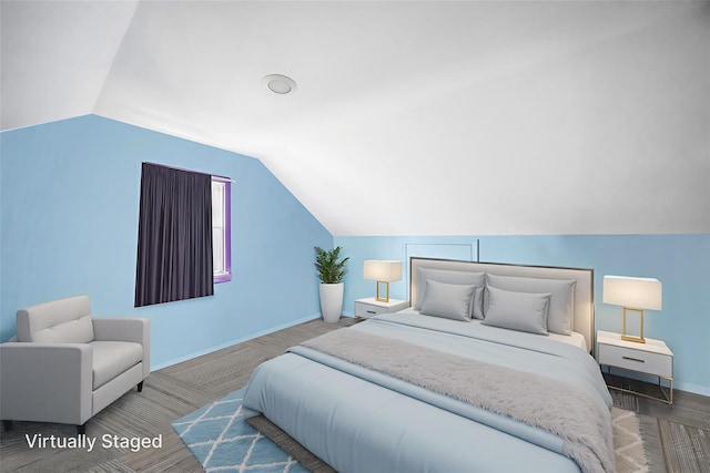 8624 253rd St, Bellerose, NY 11426 - bedroom featuring vaulted ceiling and baseboards