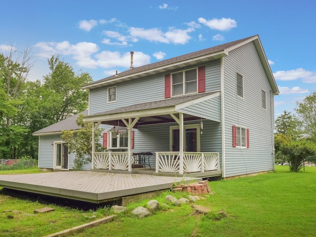 3 Kohler, Middletown, NY 10940 - rear view of house featuring a yard, roof with shingles, and a wooden deck