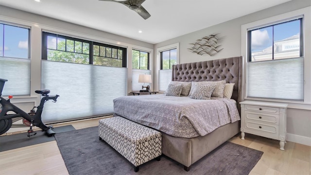 305 Fay Ct, Mattituck, NY 11952 - bedroom with light wood-style floors, recessed lighting, and ceiling fan
