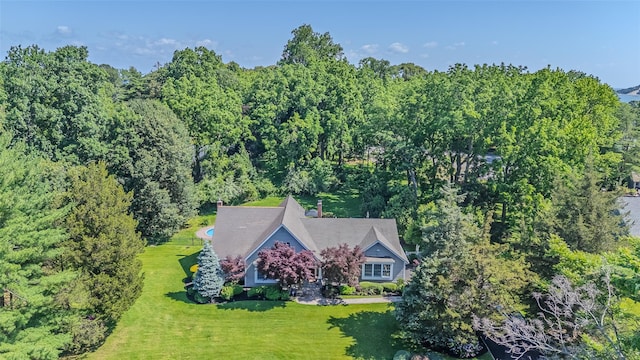 2 White Pine Ln, Setauket, NY 11733 - aerial view of property and surrounding area featuring a heavily wooded area