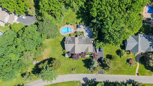 2 White Pine Ln, Setauket, NY 11733 - aerial overview of property's location featuring a pool area