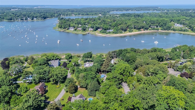 2 White Pine Ln, Setauket, NY 11733 - aerial view of property and surrounding area with a nearby body of water and a forest