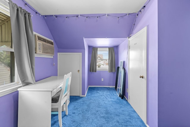 1 Horton Rd, Valley Stream, NY 11581 - carpeted home office featuring vaulted ceiling and a wall mounted air conditioner