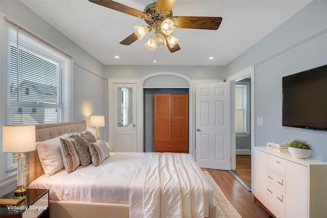 12605 109th Ave, Richmond Hill S, NY 11420 - bedroom featuring light wood-style floors, recessed lighting, and ceiling fan