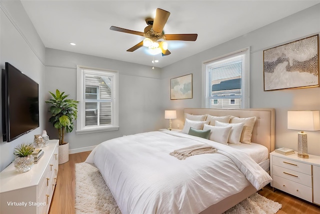 12605 109th Ave, Richmond Hill S, NY 11420 - bedroom with light wood-style floors, ceiling fan, and recessed lighting