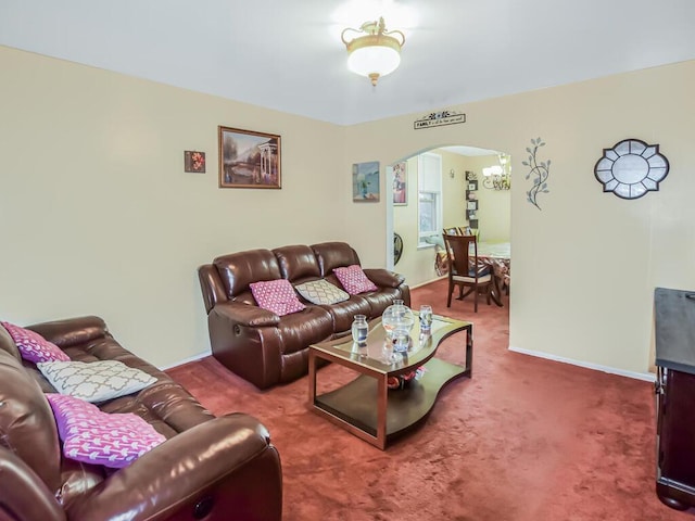 4431 Matilda Ave, Bronx, NY 10470 - living area featuring arched walkways and carpet flooring
