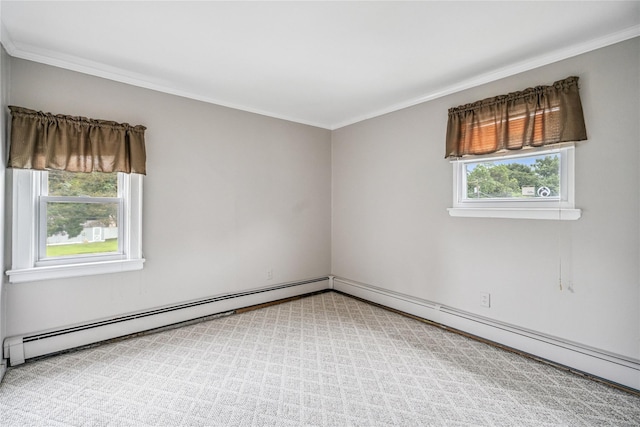 1334 Thompson Dr, Bay Shore, NY 11706 - spare room with crown molding and a baseboard radiator