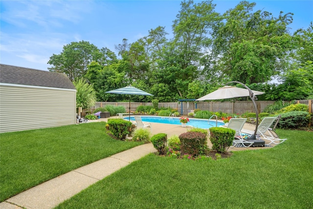 1334 Thompson Dr, Bay Shore, NY 11706 - view of pool with a fenced backyard, a patio, and a shed