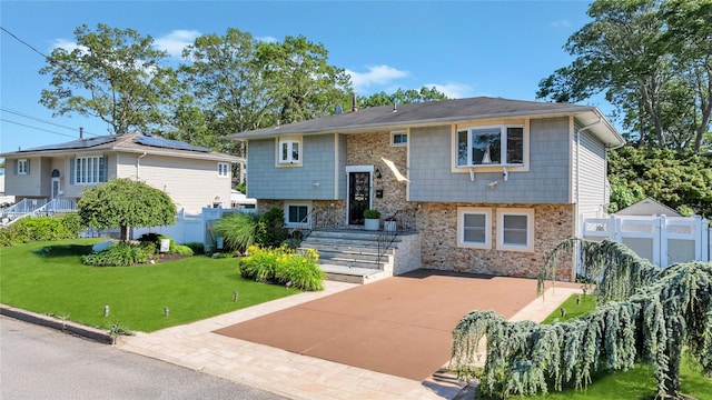 318 Claremont Ave, West Babylon, NY 11704 - raised ranch featuring stone siding
