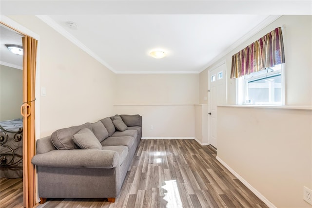 318 Claremont Ave, West Babylon, NY 11704 - sitting room featuring crown molding and wood finished floors