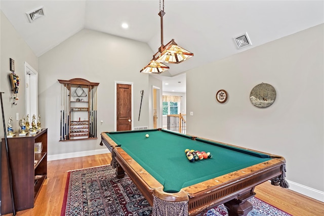 8 Hamlet Way, Hopewell Junction, NY 12533 - rec room featuring billiards table, wood finished floors, and lofted ceiling
