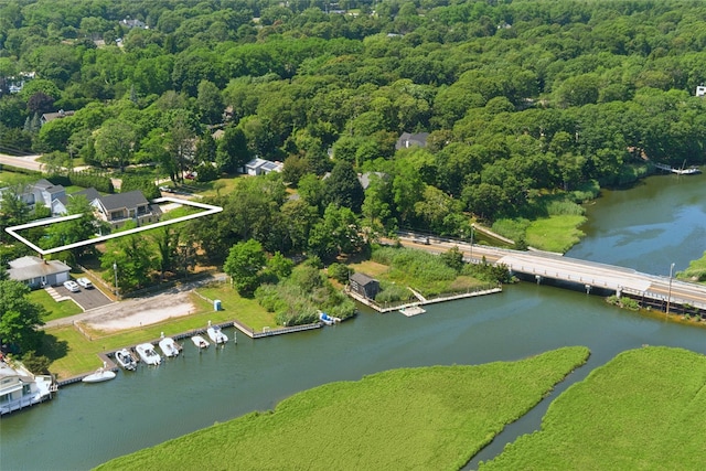 135 S Rd, Westhampton, NY 11977 - aerial view of property and surrounding area with a large body of water and property boundaries highlighted
