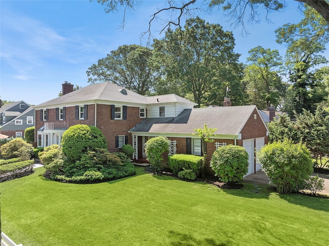 107 California Ave, Freeport, NY 11520 - view of front of home featuring a chimney, brick siding, and a front yard