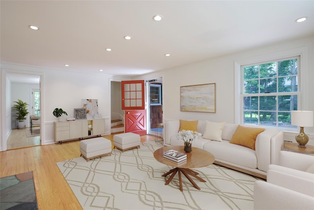 153 Park Ave, Manhasset, NY 11030 - living area with recessed lighting and light wood-type flooring
