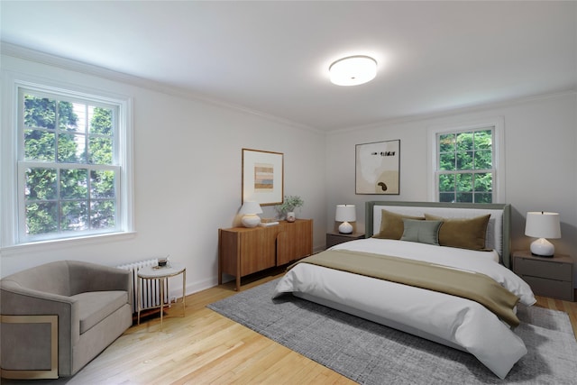 153 Park Ave, Manhasset, NY 11030 - bedroom with radiator, ornamental molding, and wood finished floors