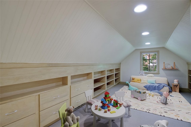 153 Park Ave, Manhasset, NY 11030 - carpeted bedroom with lofted ceiling and recessed lighting
