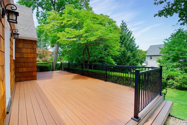 153 Park Ave, Manhasset, NY 11030 - wooden deck with view of scattered trees