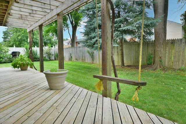 7 Albergo Ln, Syosset, NY 11791 - wooden deck with a pergola and a fenced backyard