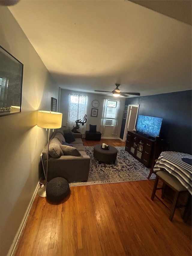 21543 48th Ave Unit 1E, Bayside, NY 11364 - living area with wood finished floors and ceiling fan