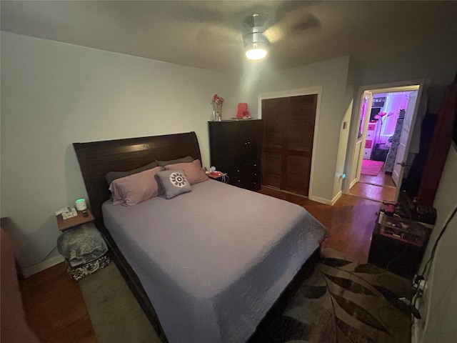 21543 48th Ave Unit 1E, Bayside, NY 11364 - bedroom featuring wood finished floors and ceiling fan