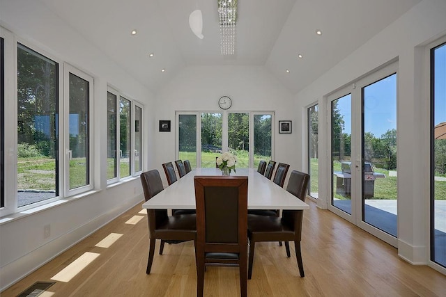 75 Red Fox Ln, Salt Point, NY 12578 - dining room featuring plenty of natural light, light wood-style flooring, high vaulted ceiling, and recessed lighting