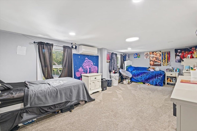578 S St, Plattekill, NY 12528 - bedroom with a wall mounted AC, carpet, and recessed lighting